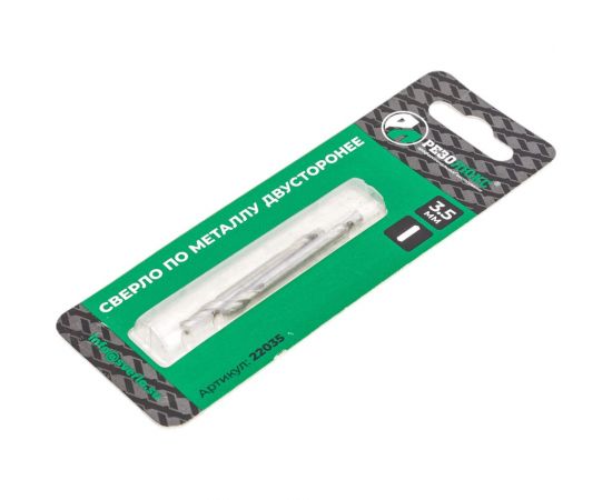 Сверло по металлу двустороннее 3.5х50 мм, Р6М5, 2 шт, в индивидуальной упаковке РЕЗОЛЮКС 22035 – изображение 2