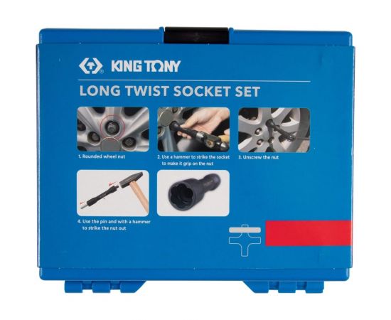 Набор торцевых ключей для поврежденных гаек и болтов 1/2""DR, 17, 19, 21, 22 мм, 5 предметов KING TONY 9TD165MR – изображение 8