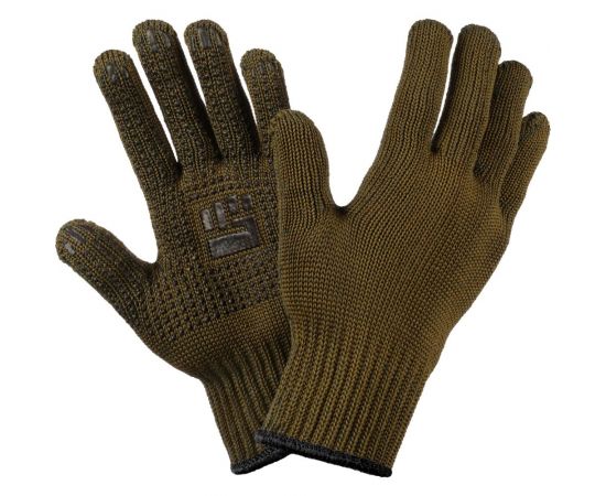 Трикотажные перчатки Фабрика перчаток, 2-слойные, с ПВХ, 7.5 класс, 6 нитей, оливковые, р.ХL/10 6-75-2С-ОЛ-(XL) 