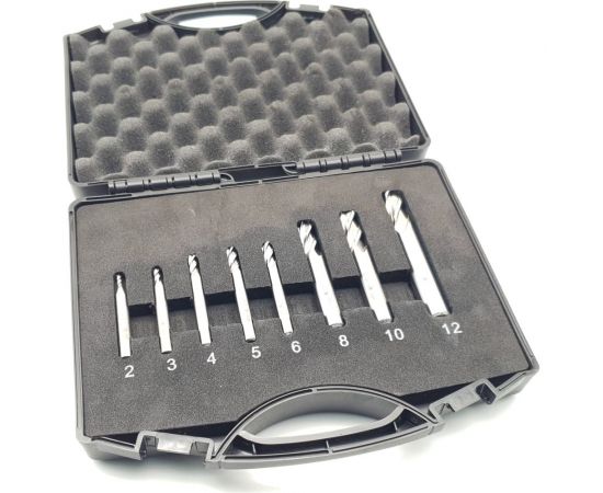 Комплект фрез HSS, 4-х перые, 8 шт (2, 3, 4, 5, 6, 8, 10, 12 мм) ТЕХНОРЕАЛ МА400053010 