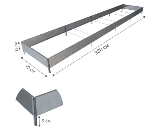 Готовая грядка Delta-Park GX 0.7х3.8 м, серебристая 30020GX_70370Zn – изображение 2