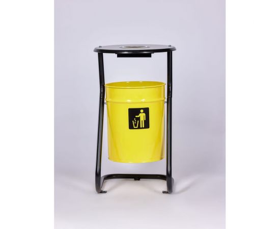 Урна уличная металлическая ПРОФМЕТСТИЛЬ желтая с пепельницей с креплением в асфальт 654 