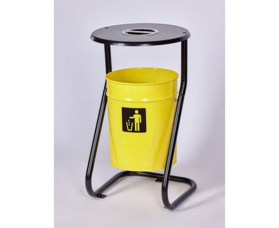 Урна уличная металлическая ПРОФМЕТСТИЛЬ желтая с пепельницей с креплением в асфальт 654 – изображение 2