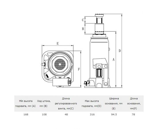Гидравлический бутылочный домкрат Станкоимпорт 2 тонны TH90204 – изображение 2