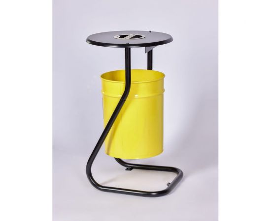 Урна уличная металлическая ПРОФМЕТСТИЛЬ желтая с пепельницей с креплением в асфальт 654 – изображение 3