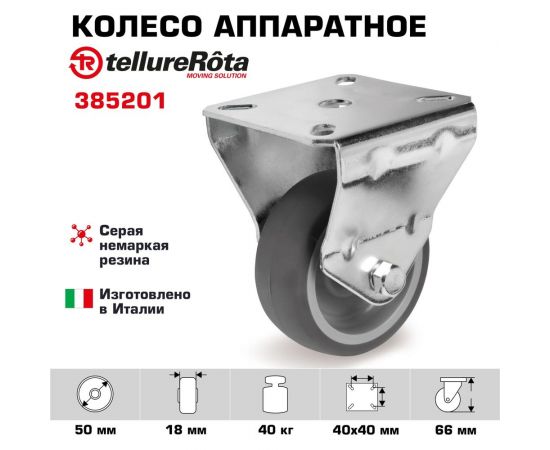 Колесо аппаратное неповоротное (50 мм; 40 кг) Tellure rota 385201 – изображение 2