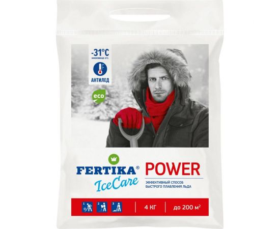 Противогололедный реагент Fertika ICECARE POWER 4 кг Ф03551 