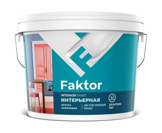 Акриловая краска ЯРОСЛАВСКИЕ КРАСКИ FAKTOR для интерьеров белая, ведро 6 кг О05356 