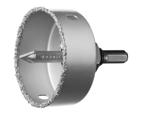 Коронка-чашка в сборе с державкой и сверлом ЗУБР Профессионал 76х25 мм, карбид-вольфрамовая крошка 33360-076_z01 