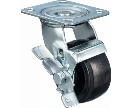 Колесо поворотное с боковым тормозом (100 мм; игольчатый подшипник; грузоподъемность 120 кг; чугун; резина) СТЕЛЛА-ТЕХНИК N29100B1 
