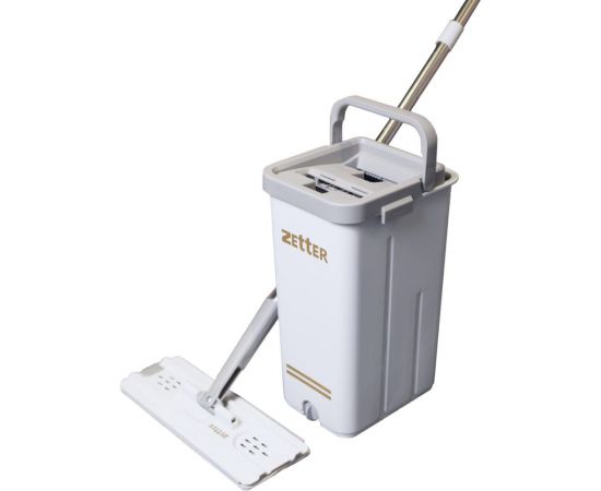 Швабра с отжимом и ведром premium м (10 л) белое ZETTER HOME202105-3-white 