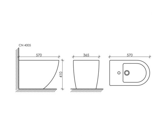 Напольное биде Ceramica Nova METROPOL Rimless, 1 отверстие под смеситель, с крепежом CN4005 – изображение 3