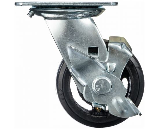 Колесо поворотное с боковым тормозом (100 мм; игольчатый подшипник; грузоподъемность 120 кг; чугун; резина) СТЕЛЛА-ТЕХНИК N29100B1 – изображение 2