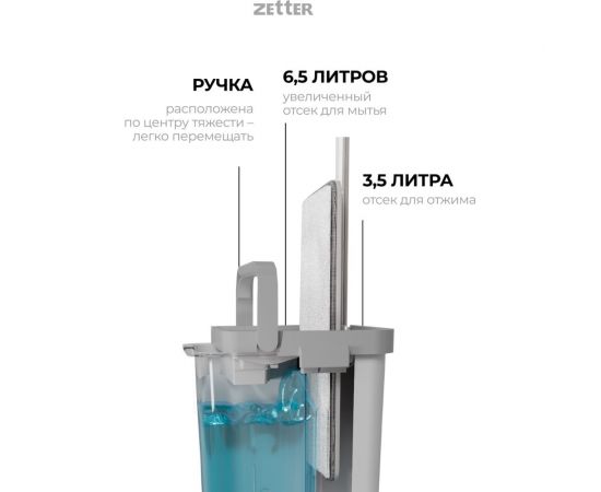 Швабра с отжимом и ведром premium м (10 л) белое ZETTER HOME202105-3-white – изображение 9