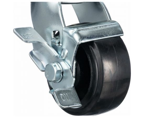 Колесо поворотное с боковым тормозом (100 мм; игольчатый подшипник; грузоподъемность 120 кг; чугун; резина) СТЕЛЛА-ТЕХНИК N29100B1 – изображение 6