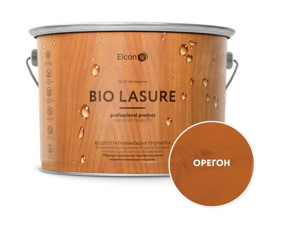 Водоотталкивающая пропитка антисептик для защиты дерева Elcon Bio Lasure (до 15 лет; орегон; 2 л) 00-00461951 