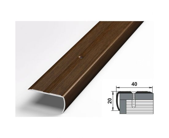 Порог угловой алюминиевый декоративный (40х20 мм, 1,8 м, Венге) ЛУКА 00000002278 – изображение 2