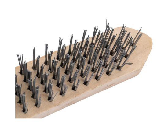 Щетка по металлу BEOROL 5 рядов, деревянная ручка 245310 – изображение 4