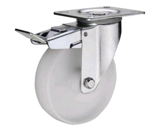 Колесо нейлоновое поворотное с тормозом 160 мм MFK-TORG 1123160 