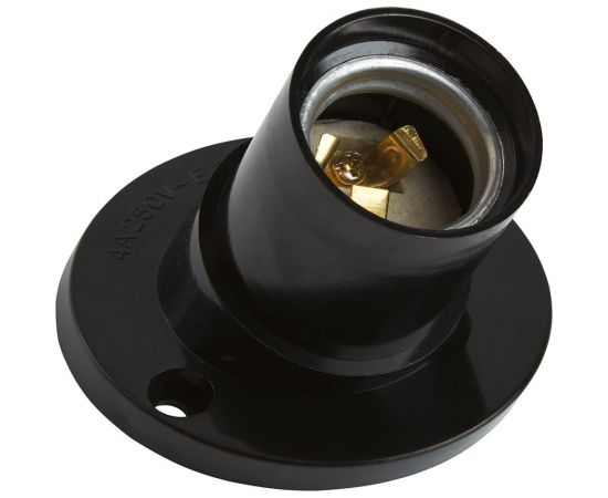 Потолочный косой патрон FERON Lh83 Е27, 250v, карболит, латунь, черный, размер 55x71 мм, 41043 