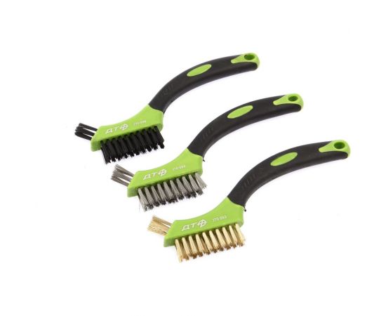 Набор щёток-мини Дело Техники с прорезиненными рукоятками, латунная, нержавеющая сталь, нейлоновая, 3 шт. 270059 