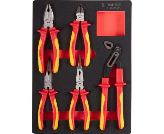 Набор диэлектрических пассатижей и бокорезов KING TONY ложемент, 5 предметов 9-40605GPV 