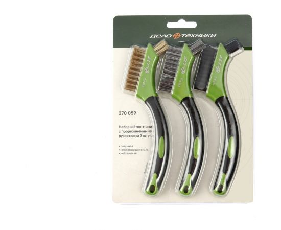 Набор щёток-мини Дело Техники с прорезиненными рукоятками, латунная, нержавеющая сталь, нейлоновая, 3 шт. 270059 – изображение 3