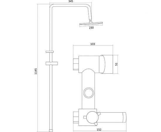 Смеситель для ванны Славен с верхним душем, комплект Т60. СЛ-ОД-Т60 – изображение 2