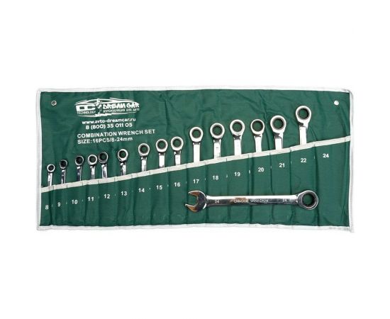 Набор на??идных ключей с трещоткой Dreamcar зеленый, 8-24, 16 шт. DC-000-0694146 
