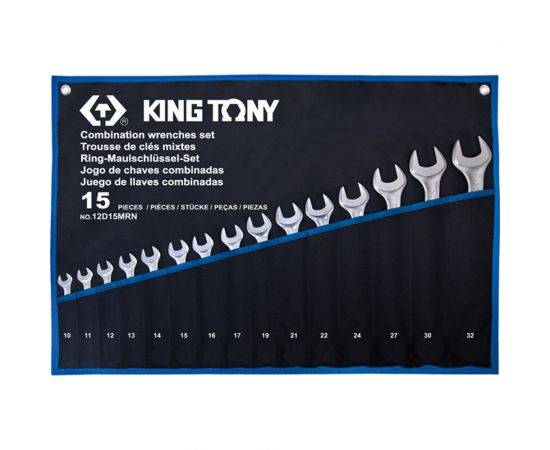 Набор комбинированных ключей KING TONY 10-32 мм, чехол из теторона, 15 предметов 12D15MRN – изображение 6