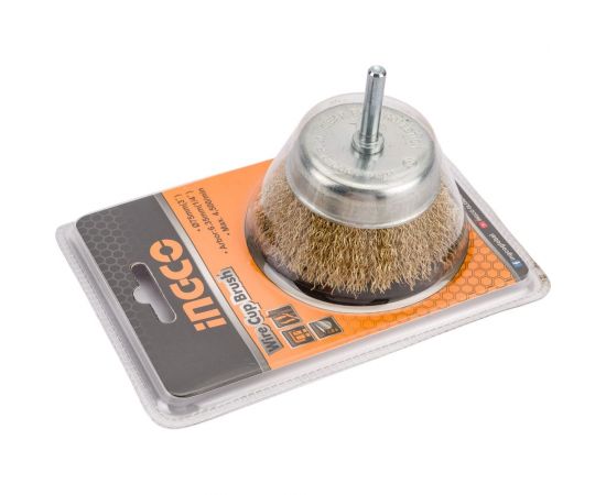 Щетка проволочная чашечная на шпильке (75х0.35х6.35 мм) INGCO WB30751 – изображение 2
