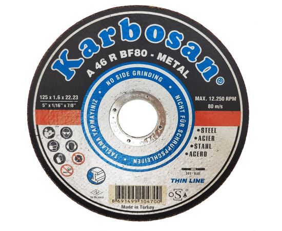 Диск отрезной по металлу 125x1.6x22 мм Karbosan 10470 
