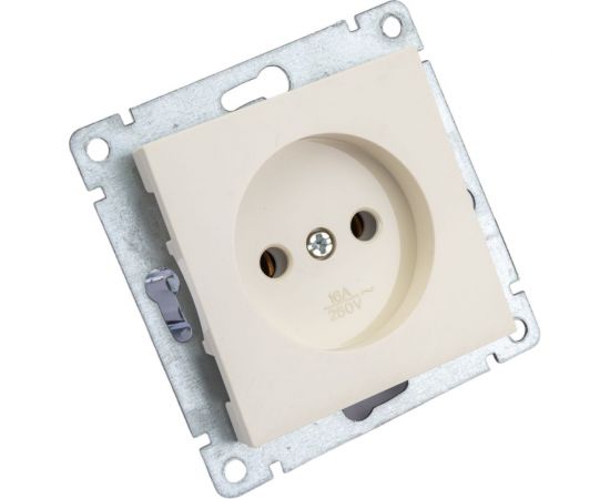 Одноместная розетка UNIVersal серия афина б/з, с/у, 16а, 220в, слоновая кость ivory еврослот A0022-I 
