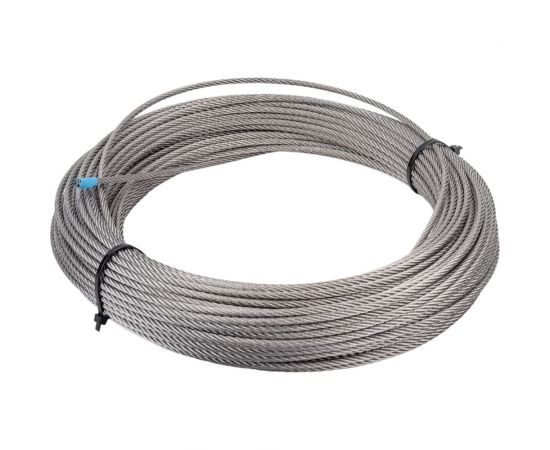 Нержавеющий трос KREPFIELD 4 мм, сталь А2, плетение 7x7, средней мягкости, 40 м 8379А2ТРОС4ММ-40 