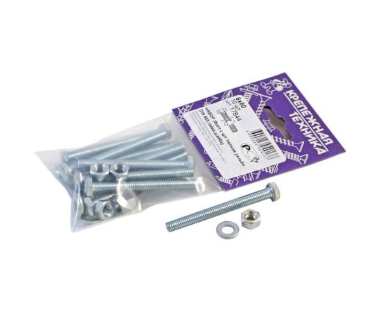 Болт с ш/г крепежная техника набор, полная резьба, din 933, 6x60, 10 шт. 17844 – изображение 6