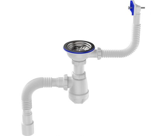 Сифон для мойки Aquant 3 1/2"х40 с металлической реш. с прямоугольным переливом с гофротрубой 40x40/50 B0148-20-MR – изображение 8