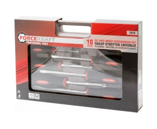 Набор отверток FORCEKRAFT силовые, магнитные, Profi, 10пр, в кейсе 26896 FK-7010 – изображение 2