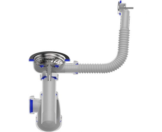 Сифон для мойки Aquant 3 1/2"х40 с мет.реш. с круглым переливом B0142-29-MR – изображение 6