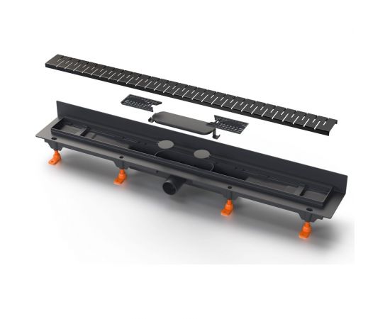 Водоотводящий желоб MCH Chudej с боковым сливом 40 мм, решётка нержавеющая сталь, черная, 650 мм MEDIUM CH650MC – изображение 3