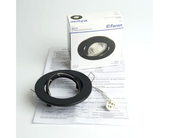 Потолочный встраиваемый светильник FERON dl11 mr16 50w g5.3 черный матовый 48466 – изображение 10