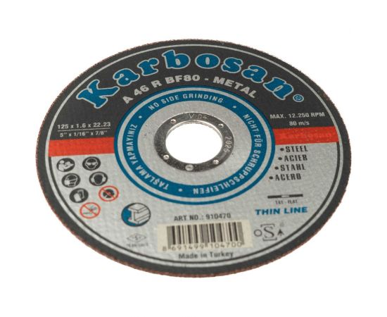 Диск отрезной по металлу 125x1.6x22 мм Karbosan 10470 – изображение 5