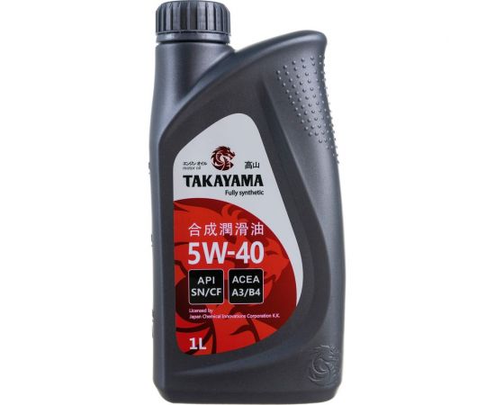 Моторное мало TAKAYAMA SAE 5W-40, API SN/CF, 1 л, пластик 605528 