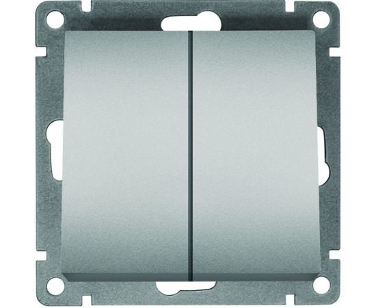 Двухклавишный выключатель UNIVersal серия афина, с/у, 10а, 220в, серебро еврослот A0023-S 