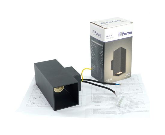 Настенный светильник FERON ML1740 QUAD MR16 35W, 230V, 2хGU10, черный IP20 48427 – изображение 4