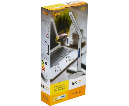 Настольный светильник IEK LED 2011 7Вт, QI, USB, белый LDNL0-2011-1-QI-7-K01 – изображение 3