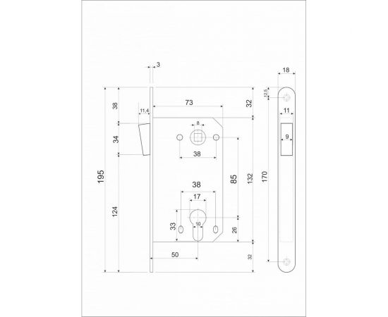 Межкомнатный механизм под цилиндр VETTORE 530 C-S MAGNET АВ, бронза 20028 – изображение 3