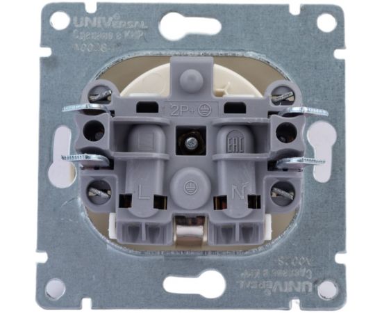 Одноместная розетка UNIVersal серия афина с/з, с/у, 16а, 220в, слоновая кость ivory еврослот A0028-I – изображение 2