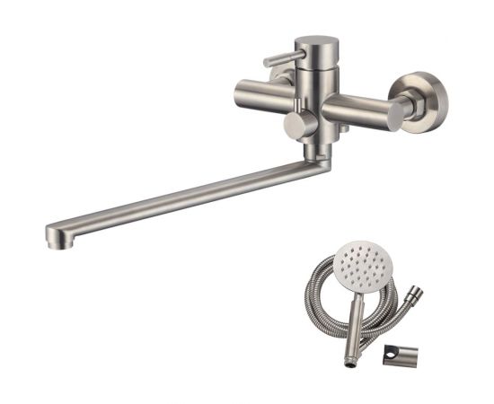 Смеситель для ванны с длинным изливом OLIVES balear нержавеющая сталь 13221BL 