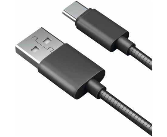 Дата-кабель AKAI разъем Type C 1м оплетка металл черный CE-442B 