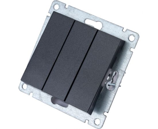 Трехклавишный выключатель UNIVersal серия афина, с/у, 10а, 220в, графит еврослот A0043-Gr 